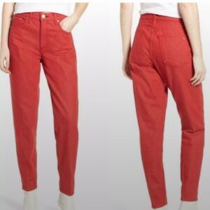 RAG & BONE NWT ASH JEAN BULL RED HIGH RISE TAPERED BARREL LEG JEANS Size: 28